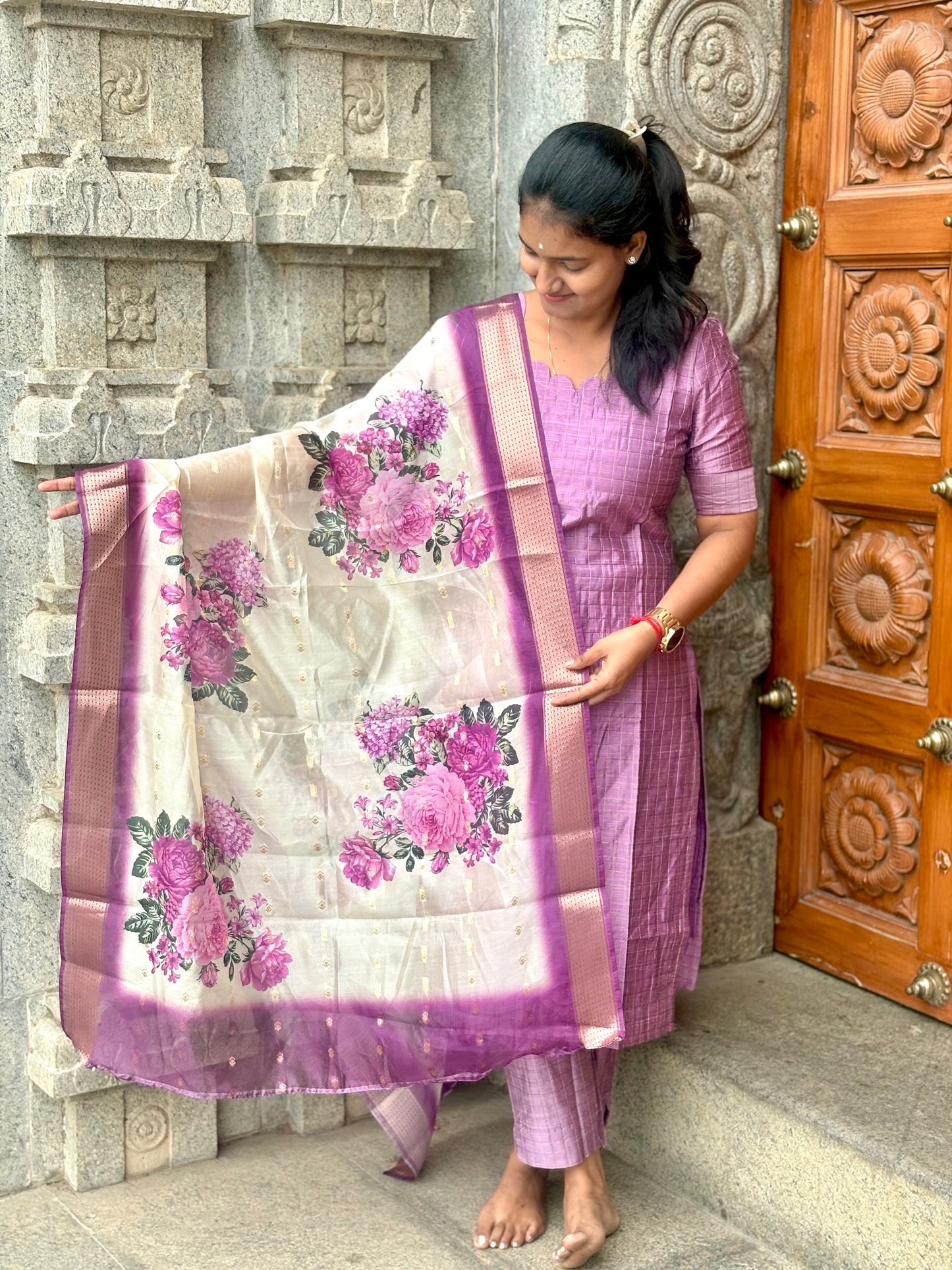 LA235~ Lavender Raw silk set
