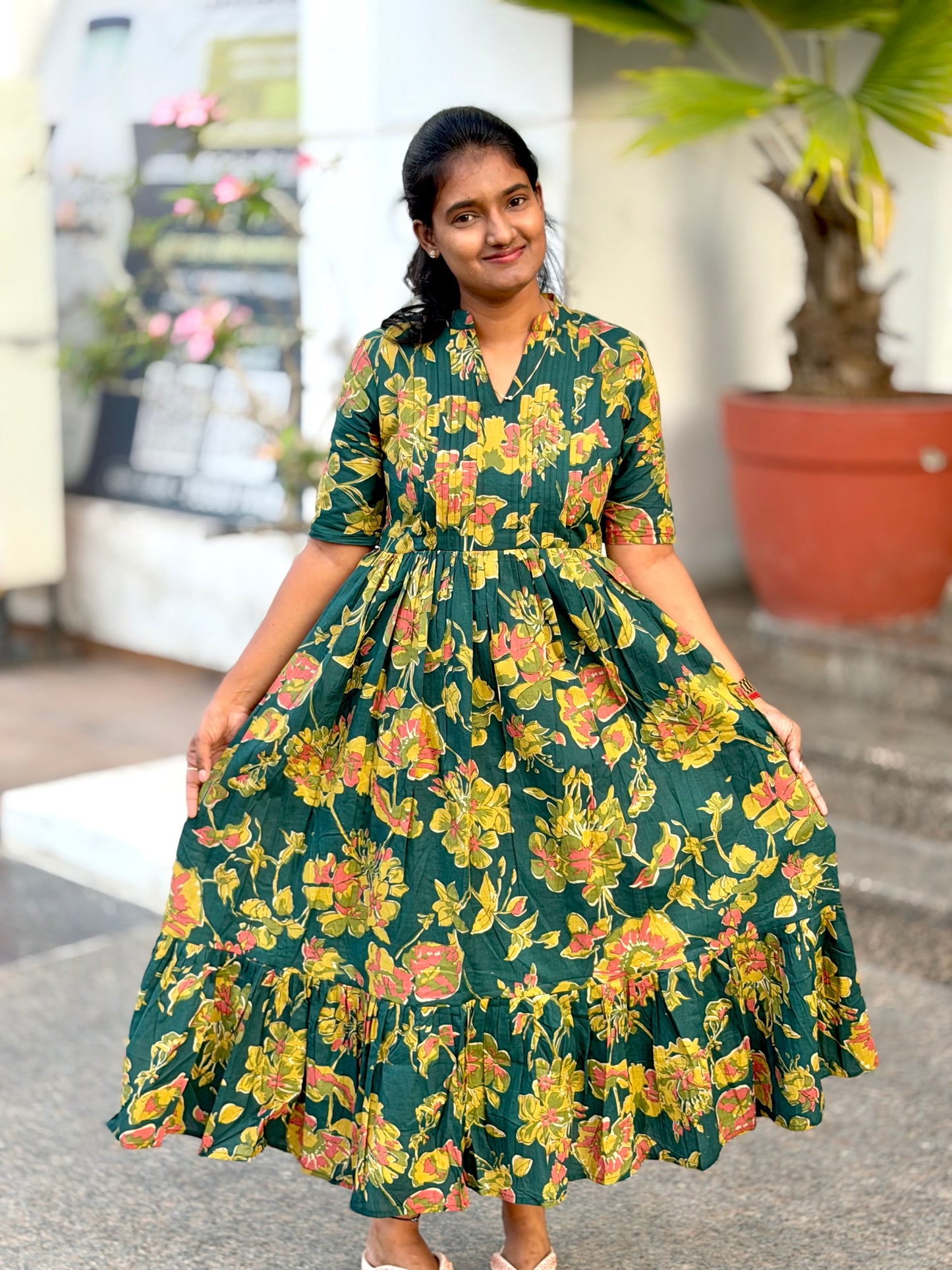 LA325~Green Cotton Maxi
