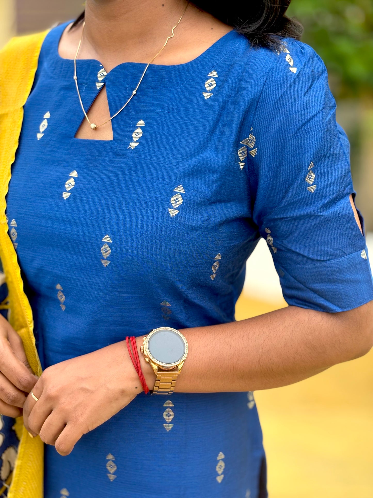 LA264~Royal Blue Kurti + pen kalamkari dupatta