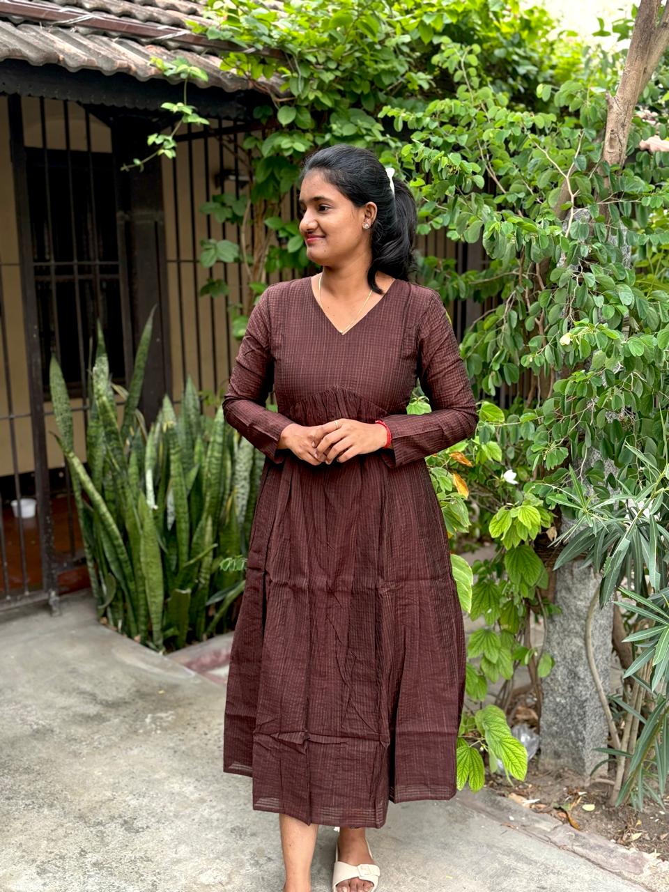 LA192~ Brown Alya cut maxi