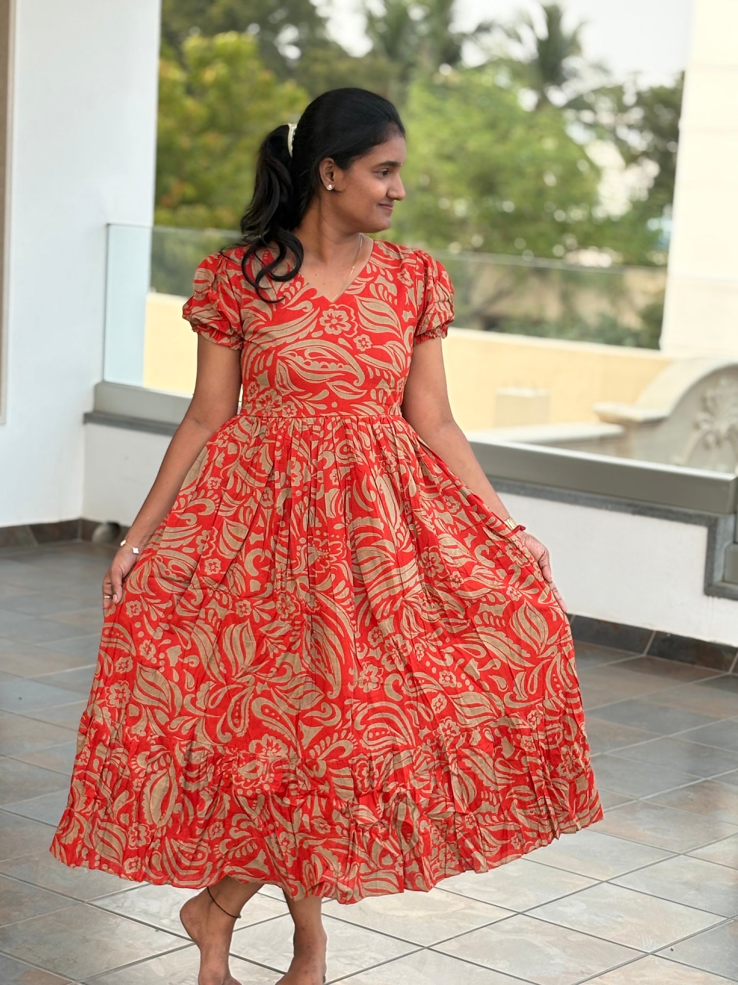 Rustic Orange cotton Maxi