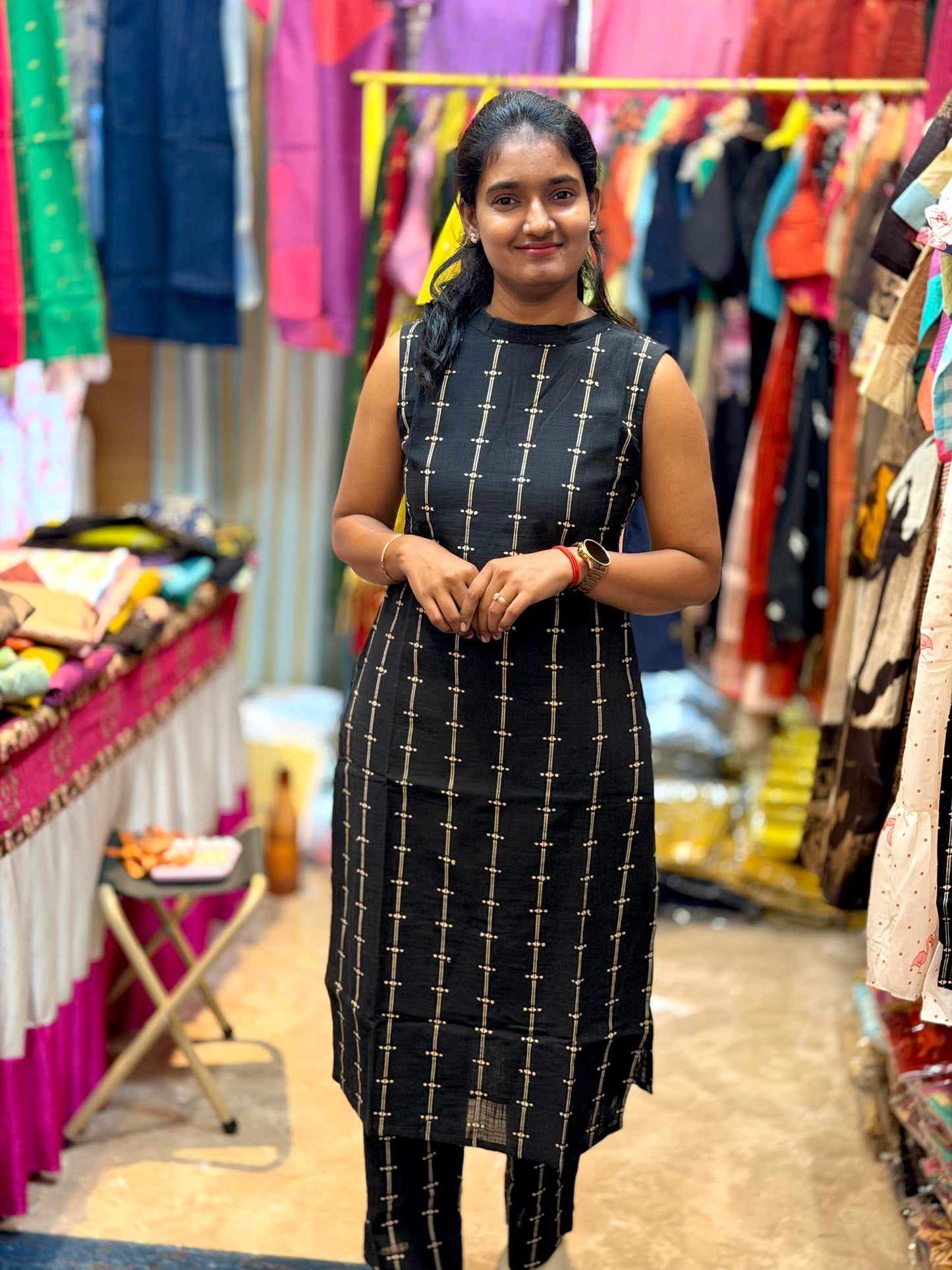 LA332~Black Linen Coord