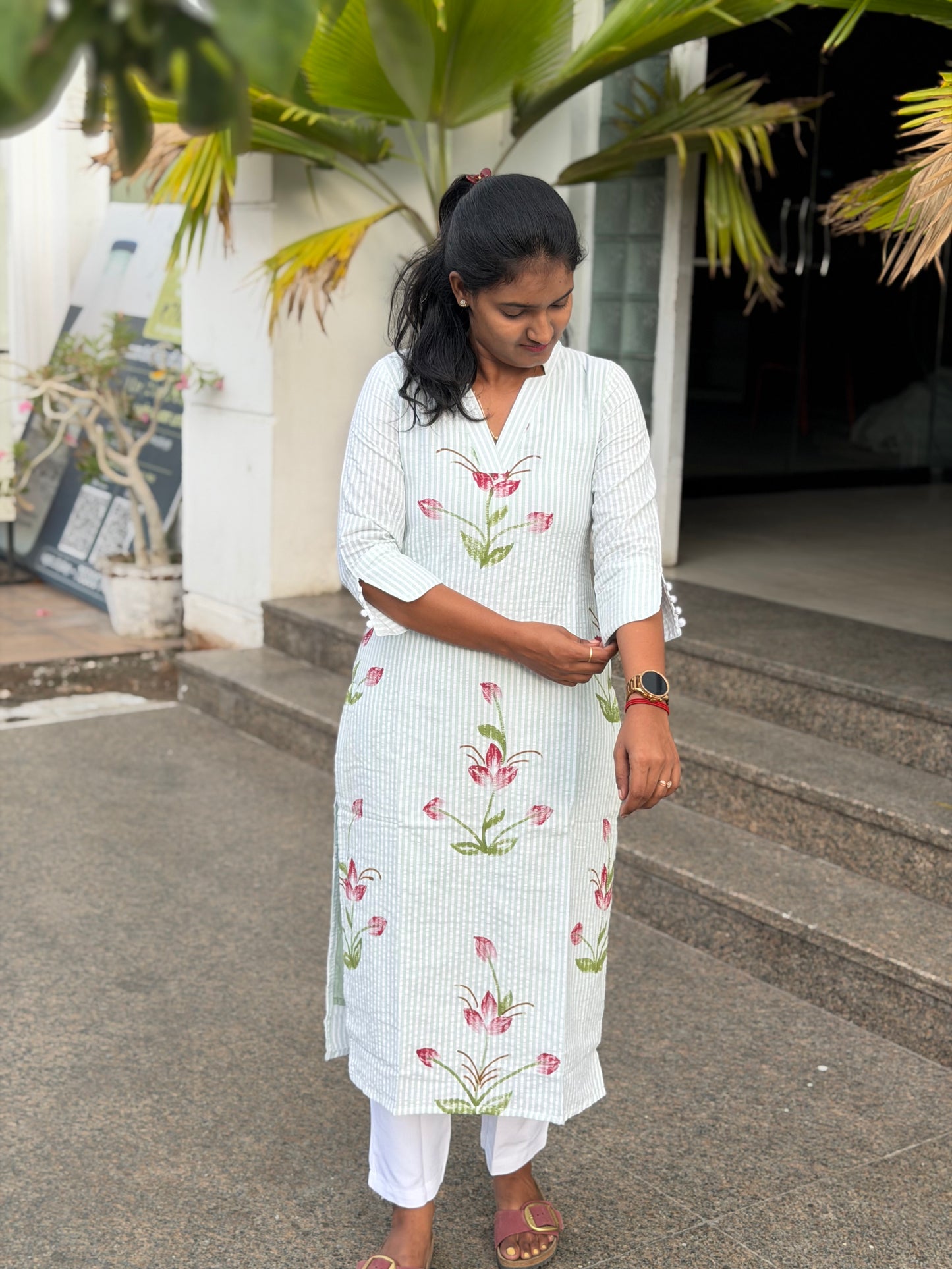 LA355~Linen cotton Handpainted coords