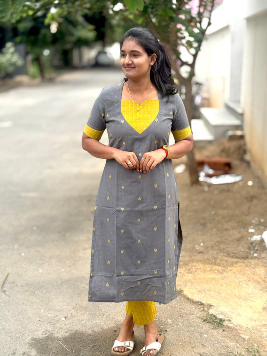 Grey+ Yellow Cotton set🌻