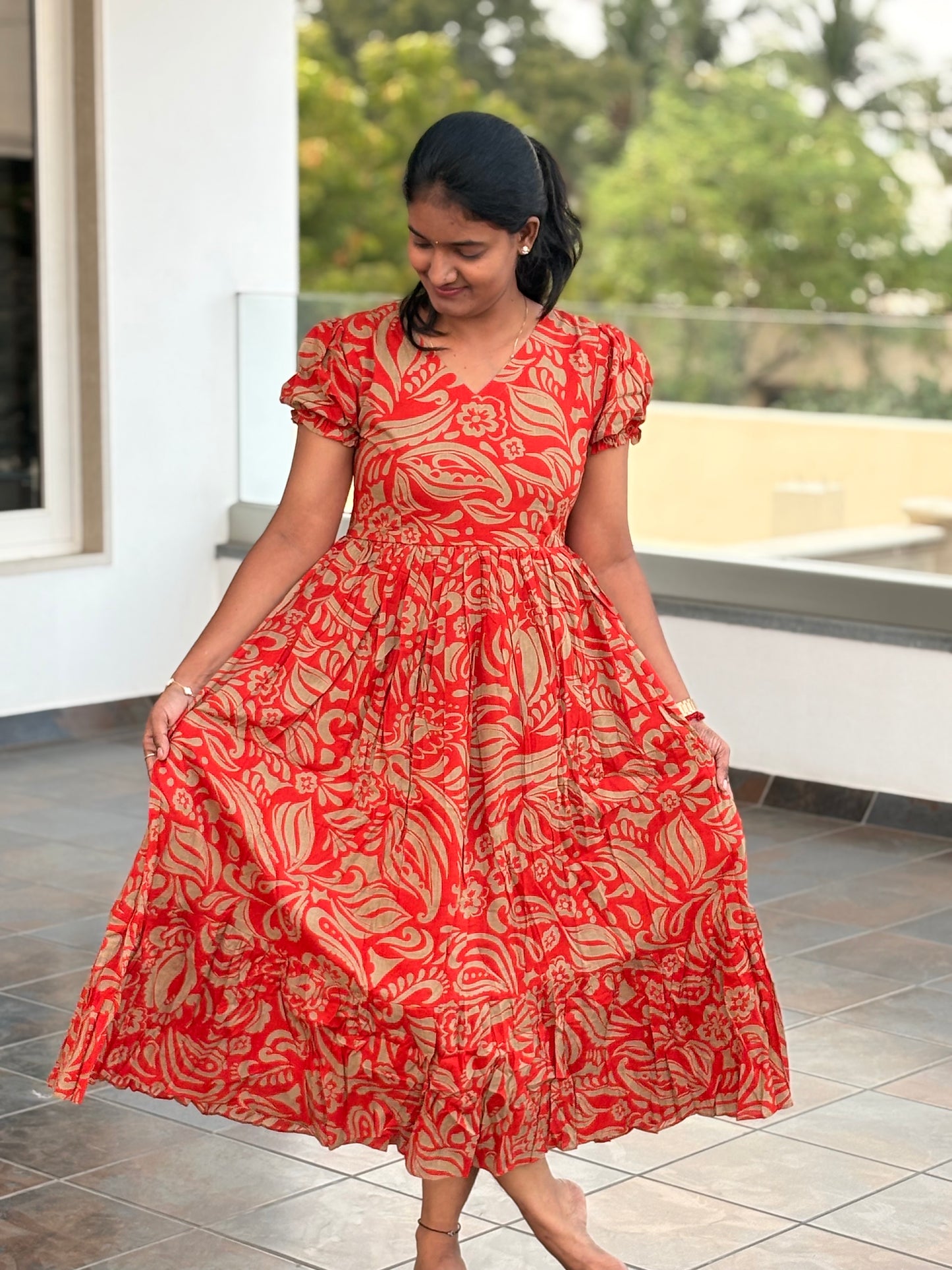 Rustic Orange cotton Maxi