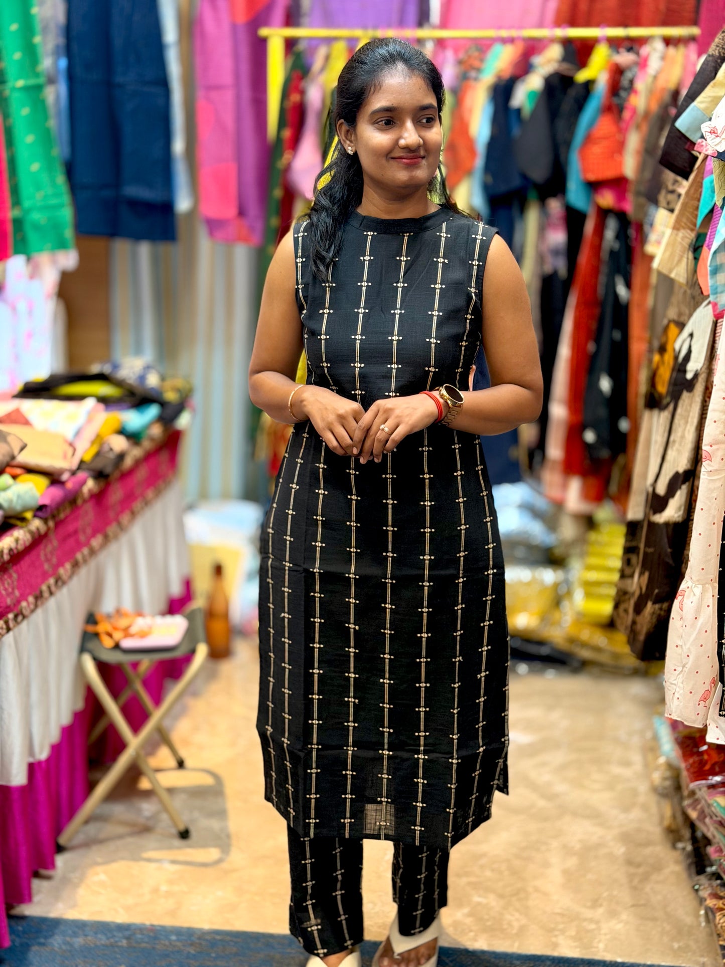 LA332~Black Linen Coord