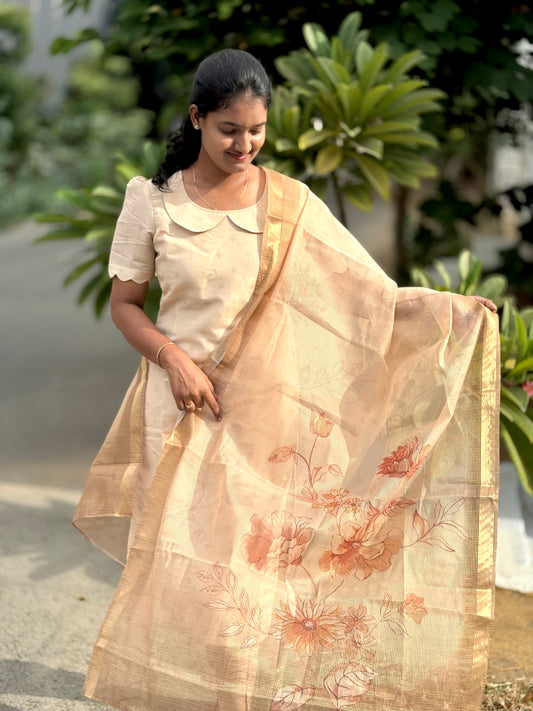 LA241~ Cream Chanderi Set