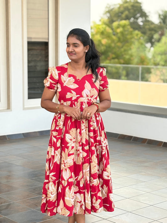 Red blossom cotton Maxi