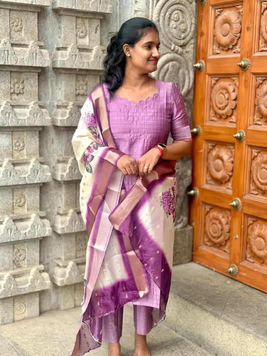 LA235~ Lavender Raw silk set