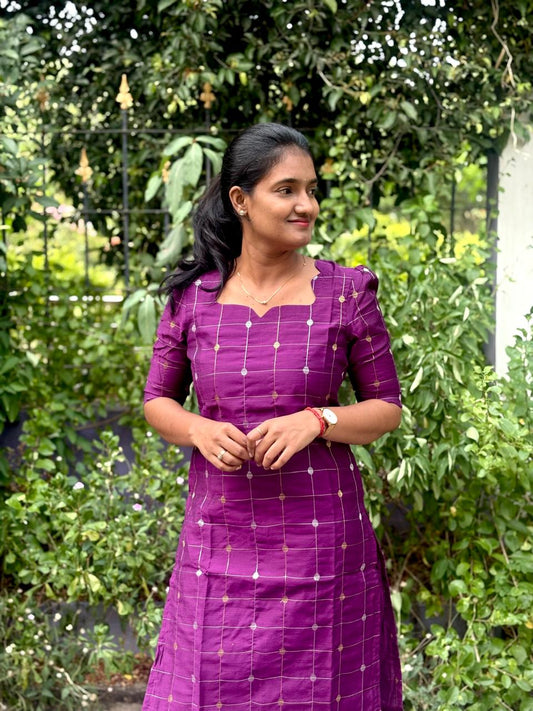 LA195~ Blueberry Raw Silk kurti