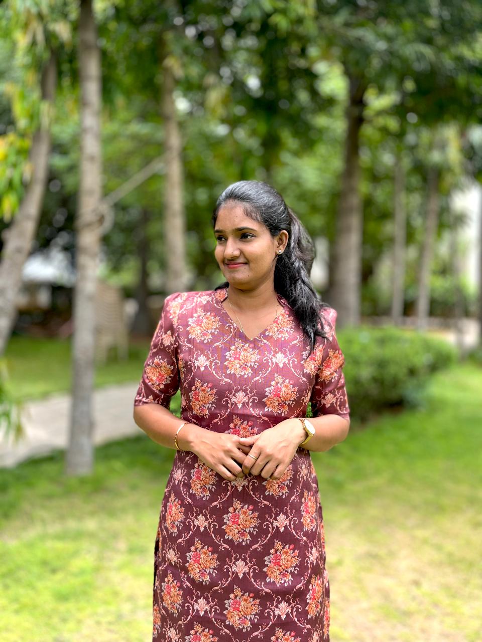 LA130~ Maroon Tissue Kurti