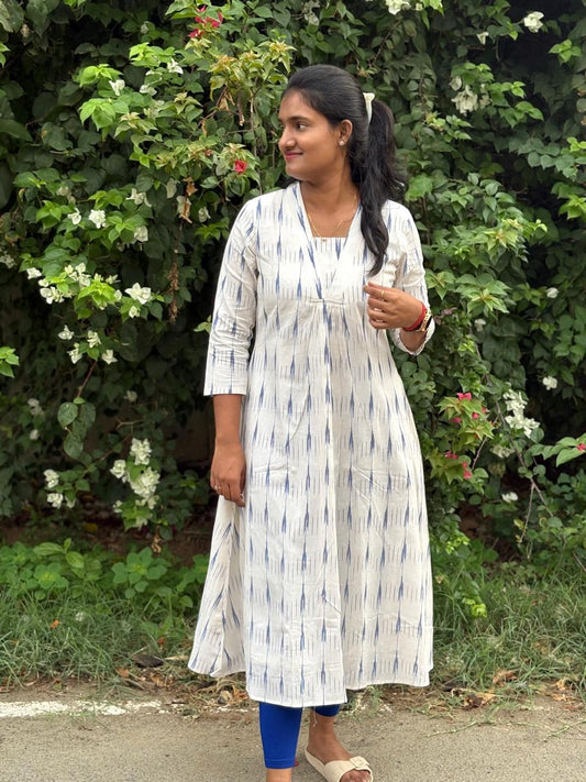 LA196~ Ikkat A line kurti
