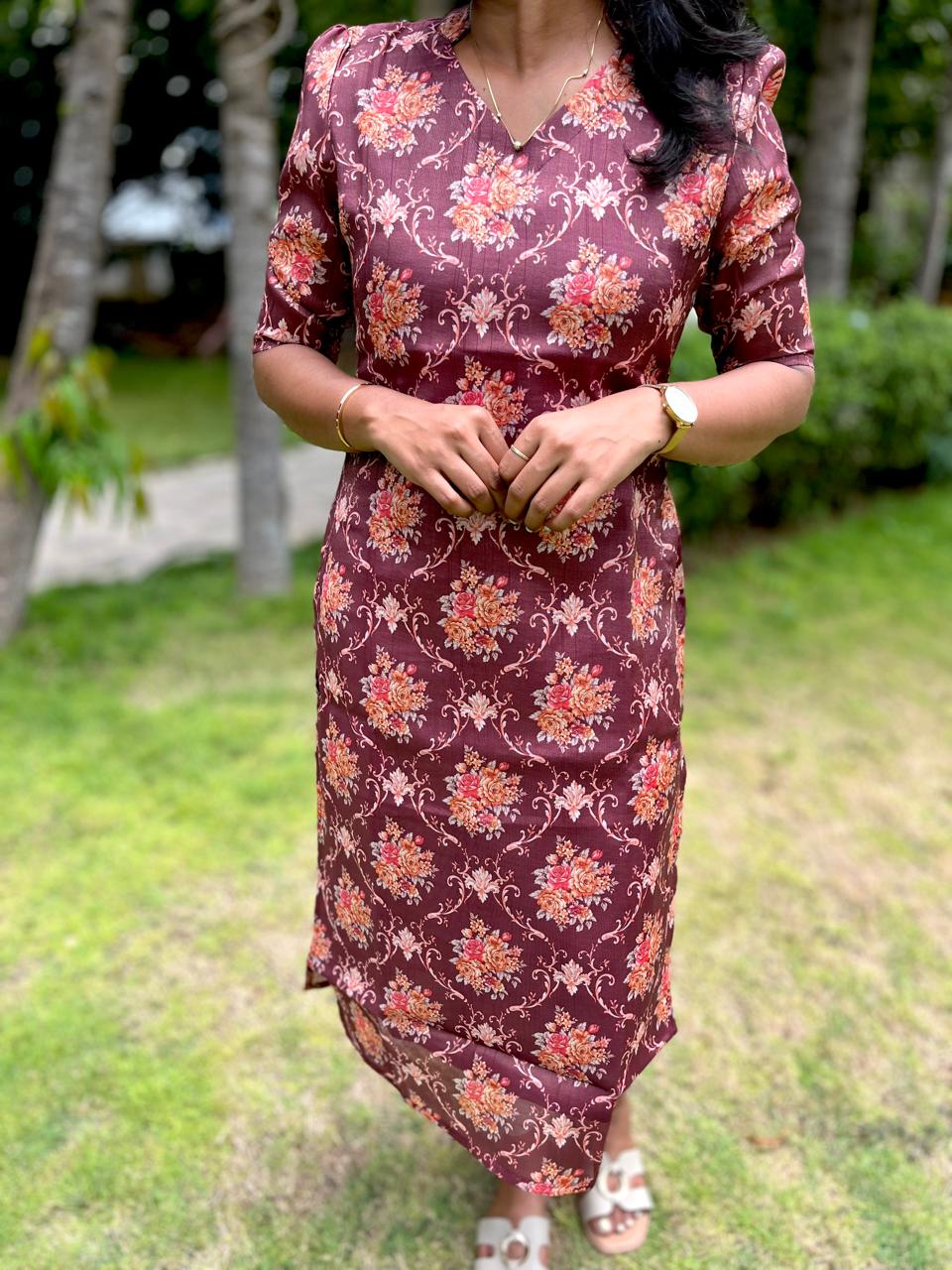 LA130~ Maroon Tissue Kurti