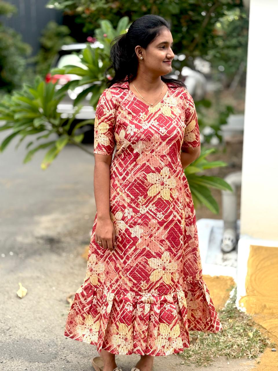 LA214~ Maroon blossom Maxi
