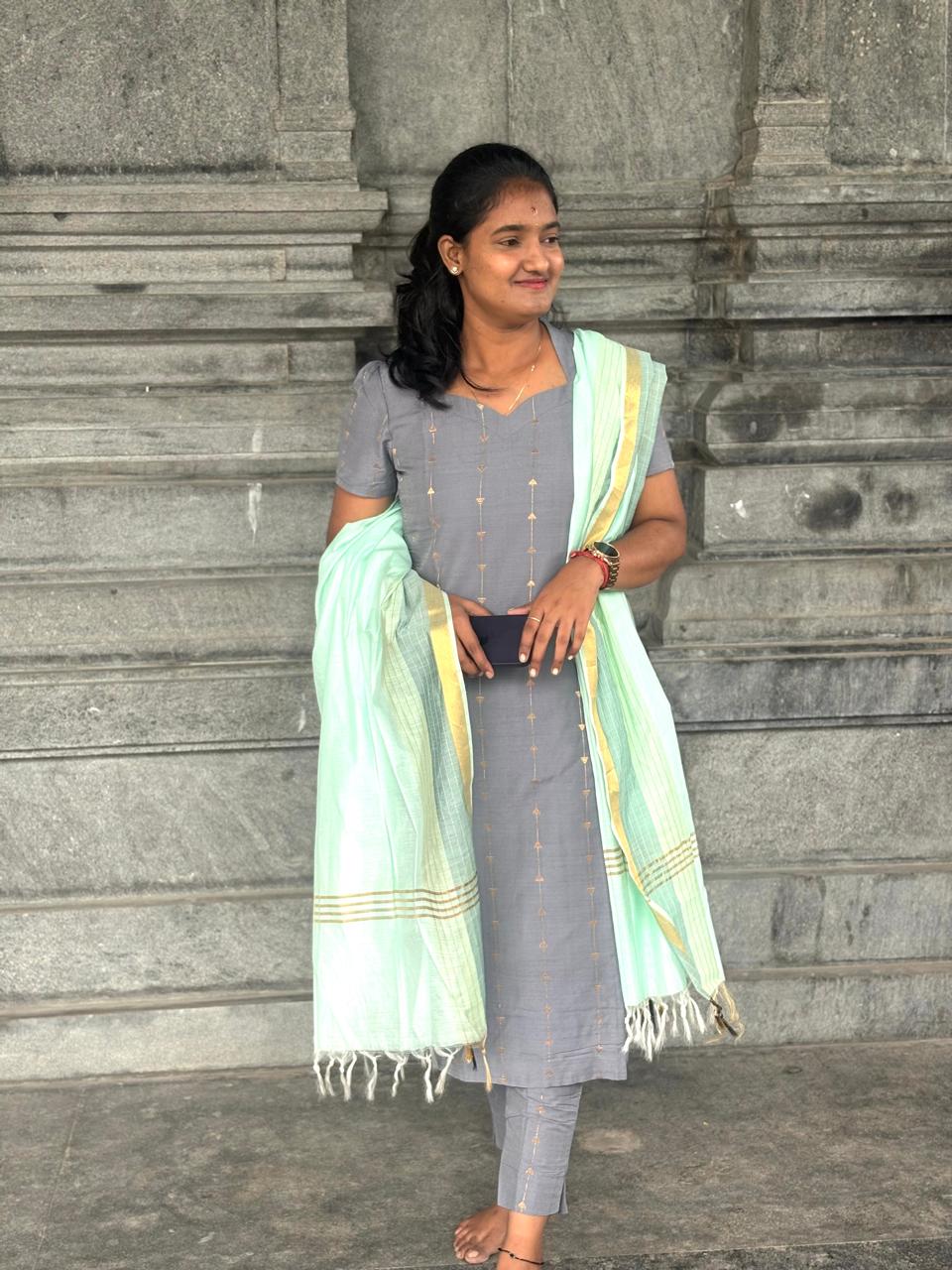 LA203~ Grey+ Rexona Raw Silk set