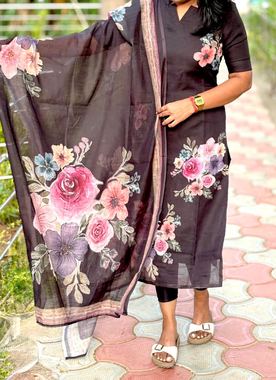 LA230~ Linen BLACK ROSE Set